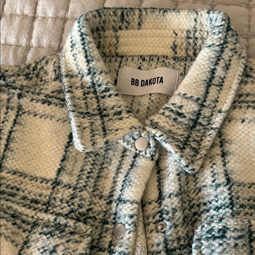 BB Dakota Plaid Jacket in Cream and Green